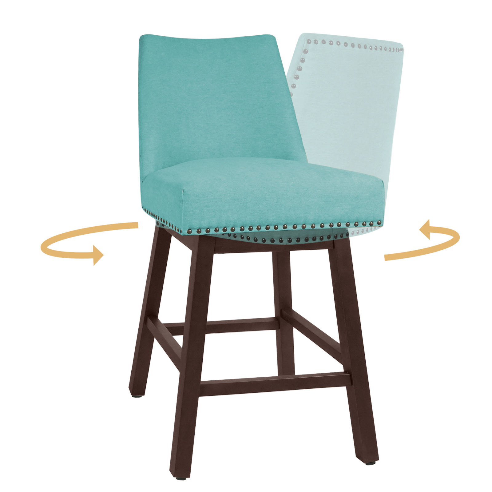 SERWALL Swivel Counter Height Bar Stools Set of 2, Morden Upholstered Dining Barstools with Back for Kitchen, Tiffany