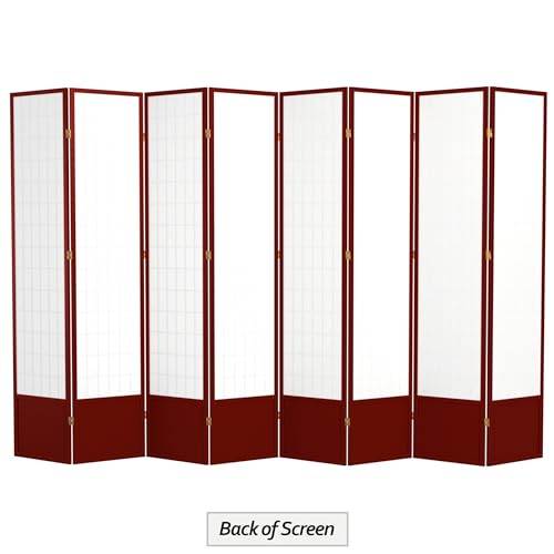Red Lantern 7 ft. Tall Window Pane Shoji Screen-White-3 Panels Room Divider