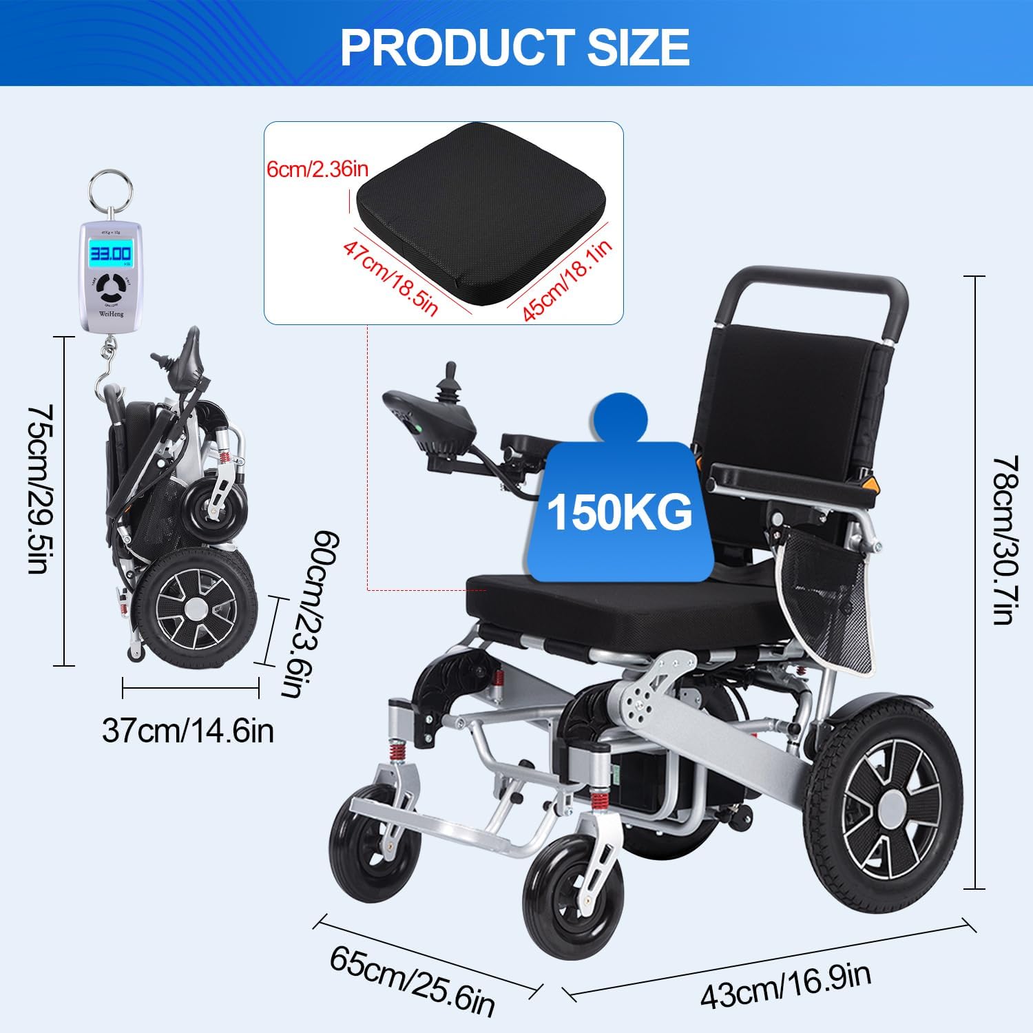 Electric Wheelchairs for Adults Intelligent Lightweight Foldable Electric Wheelchairs Power Wheelchairs for Seniors Compact Portable Airline Approved