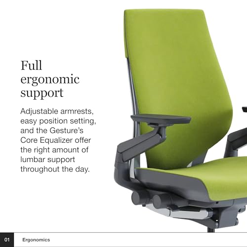 Steelcase Gesture Office Chair - Ergonomic Work Chair with Wheels for Carpet - Comfortable - Intuitive-to-Adjust for Desk - 360-Degree Arms