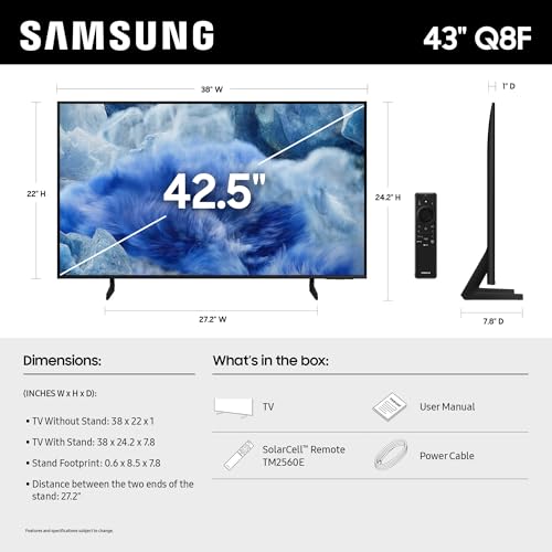 Samsung 65-Inch Class QLED Q8F 4K UHD Smart TV (2025 Model) Q4 AI Processor, 100% Color Volume with Quantum Dot, AirSlim Design, Endless Free Content