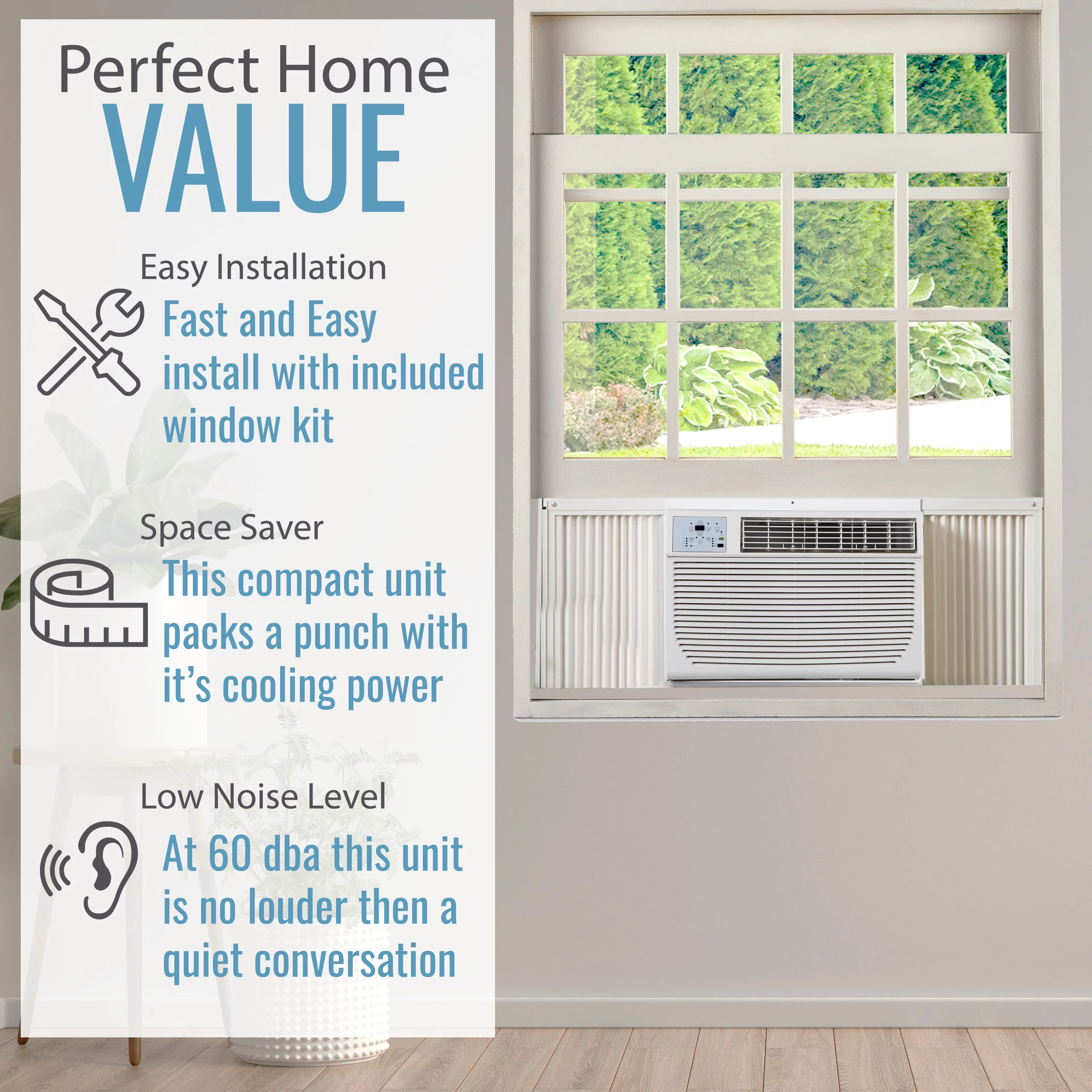 Keystone 12,000 BTU 230-V 550 sq. ft. Window Air Conditioner with Heater, White, KSTHW12A - Radiant Selections