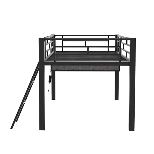 Gaming Bed with Desk,Wardrobe,Ample Storage Space,and RGB LED Light, Full Size Wood Loft Bed for Kids Bedroom (Cloud Blue/K)