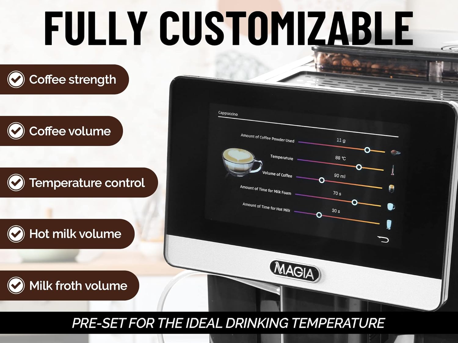 Zulay Magia Super Automatic Coffee Espresso Machine with Grinder