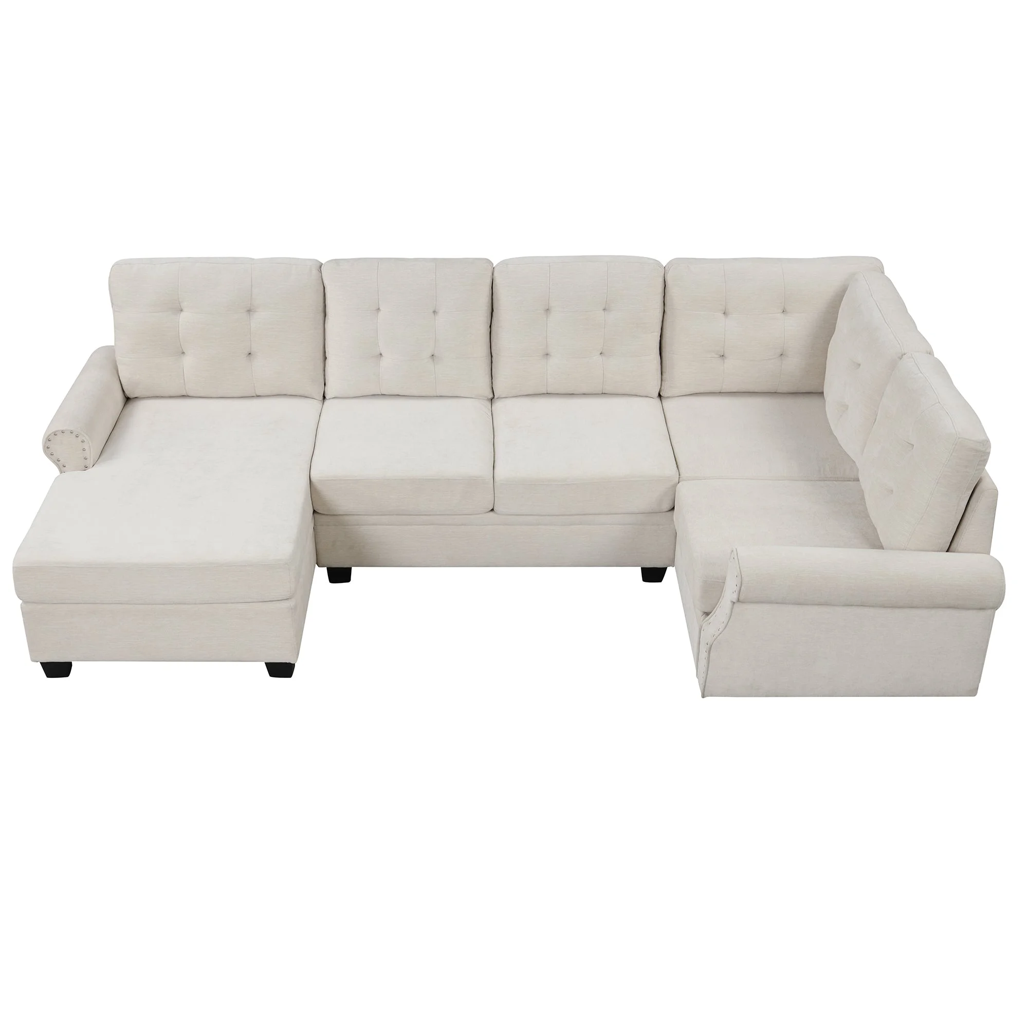 Aisha Modern U-Shaped Corner Sectional Sofa - Beige