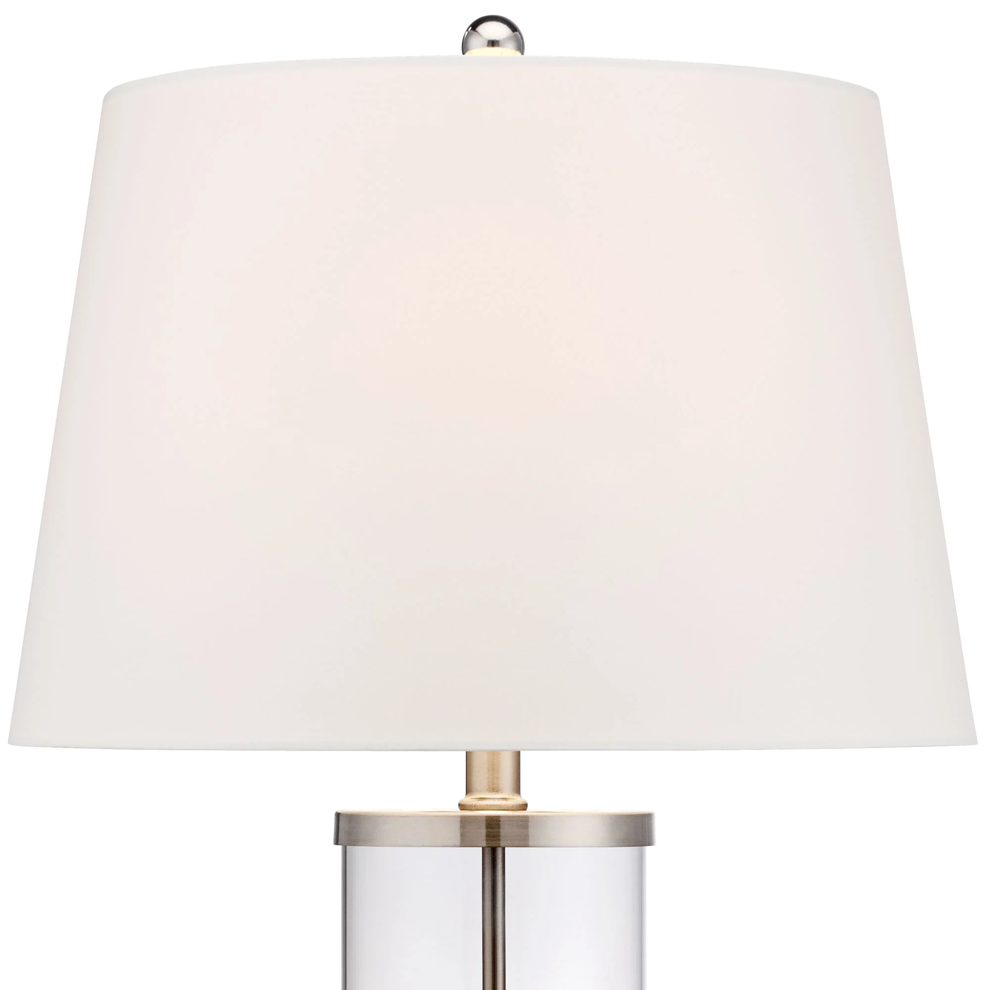 360 Lighting Coastal Table Lamps 26" High Set of 2 Clear Glass Fillable Steel White Tapered Shade for Living Room Family Bedroom Bedside