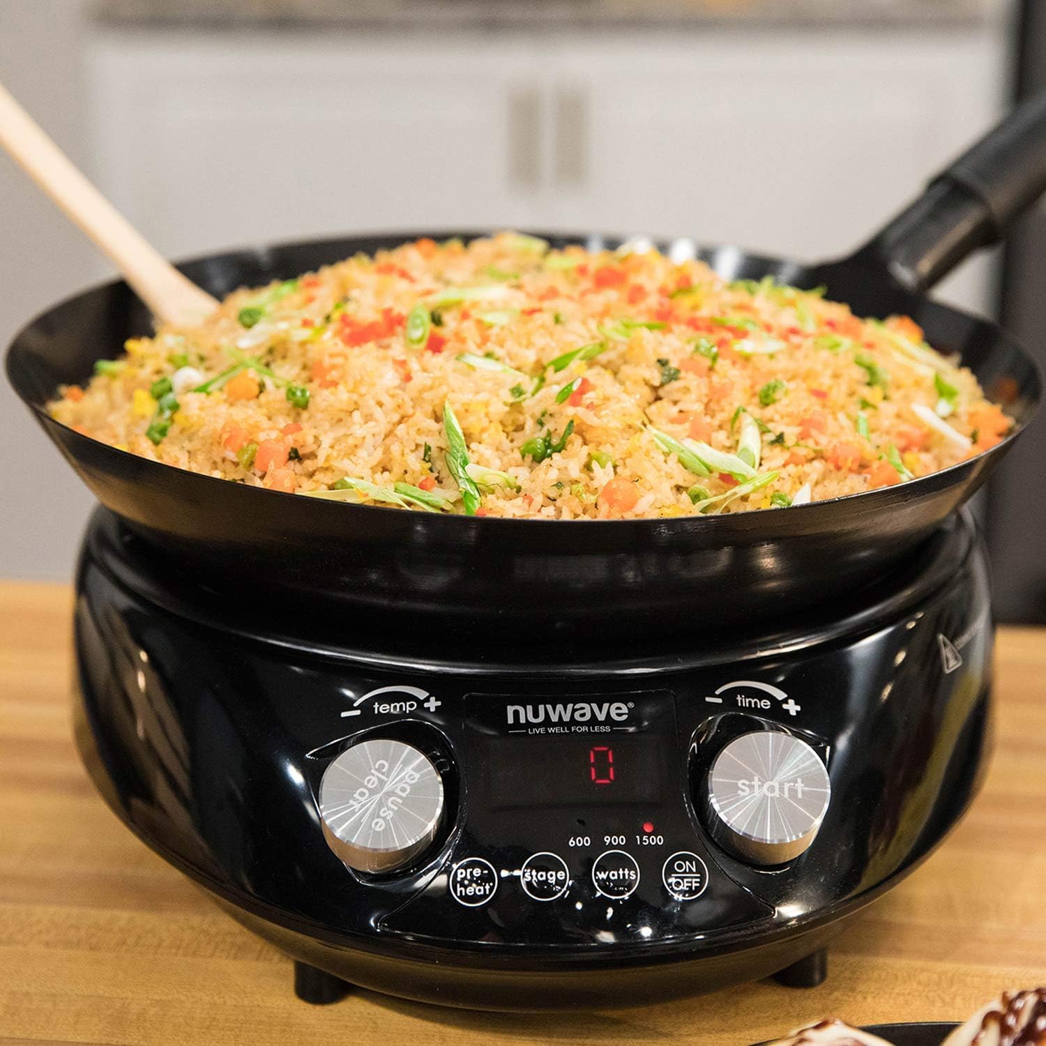 Nuwave Induction Wok, 3 Wattages 600, 900 & 1500, Precise Temp Controls from 100°F to 575°F in 5°F, Infuse Complex Charred Aroma & Flavor