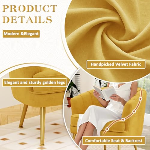 Andeworld Velvet Accent Chair, Upholstered Modern Single Sofa Side Chair