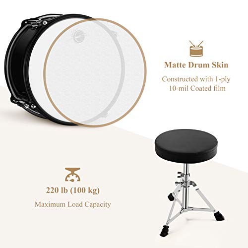 Drum Set Eastar 16 inch 5-Piece, Junior Drum Kit for Beginners Kids Teenagers with Adjustable Throne and Cymbal, Pedal & Drumsticks