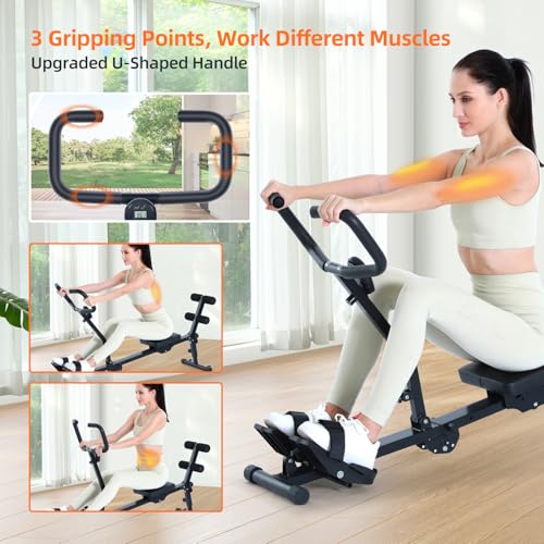Sportneer Rower Machine for Home Foldable Hydraulic Rowing Machine with 12-Level Resistance