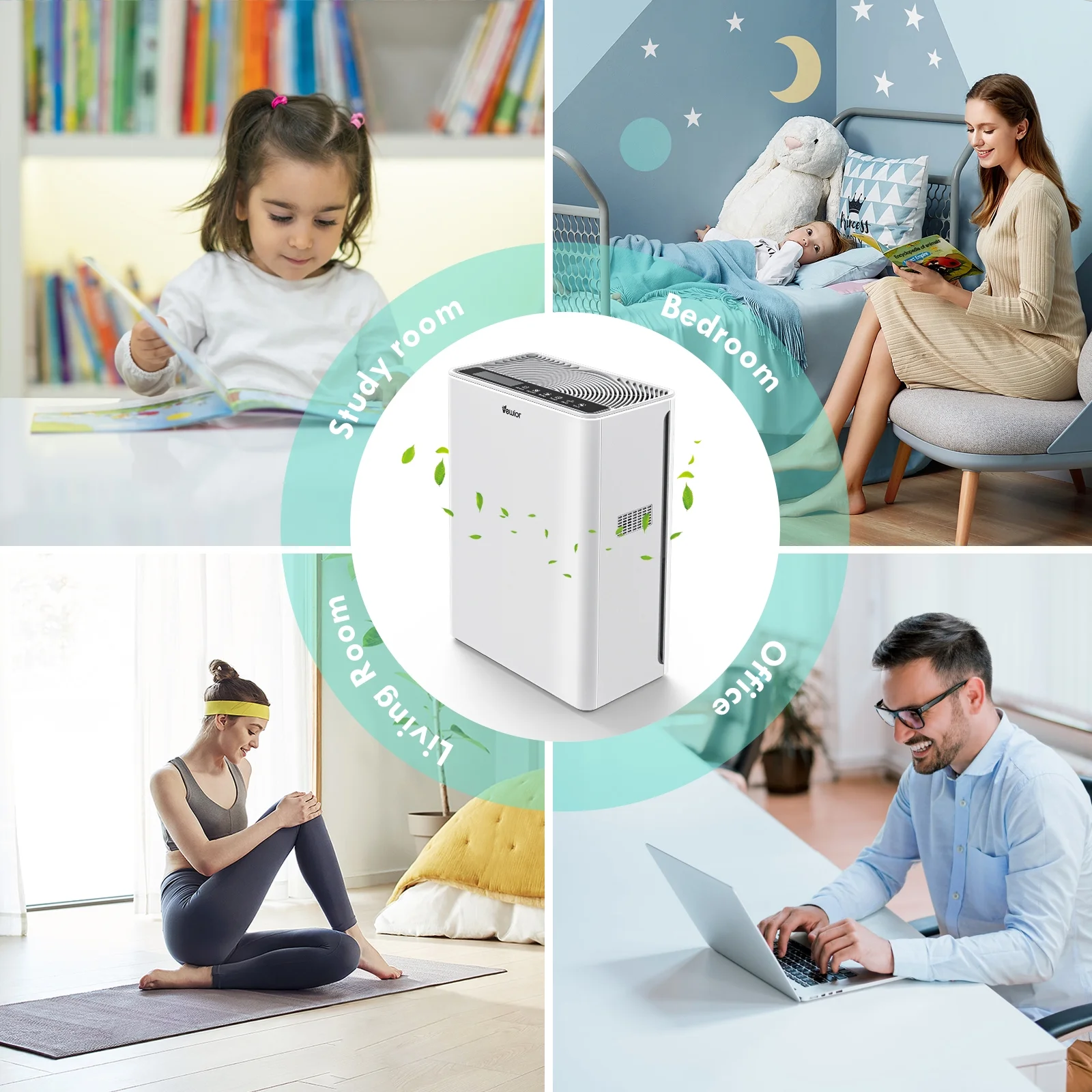 VEWIOR Air Purifiers Large Room up to 1730 Sq.Ft, H13 HEPA Air Cleaner for Pets Dander Smoke Pollen