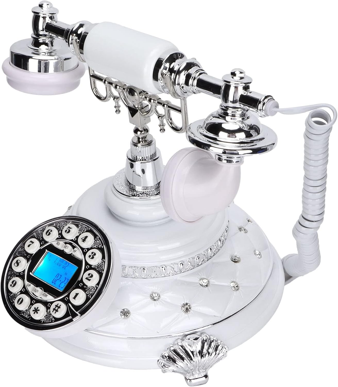Dilwe Retro Vintage Antique Telephone Old Fashioned European Style Telephone Wired Landline Phone Caller ID Telephone for Home and Office, Dark Blue