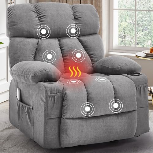 Recliner Chair with Massage and Heat, Rocker Recliner Chairs for Adults, Overstuffed Nursery Rocking Chairs for Living Room