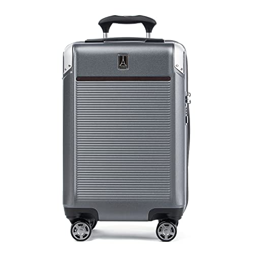 Travelpro Platinum Elite Hardside Expandable Carry on Luggage, 8 Wheel Spinner, TSA Lock, Hard Shell Polycarbonate Suitcase, Metallic Sand