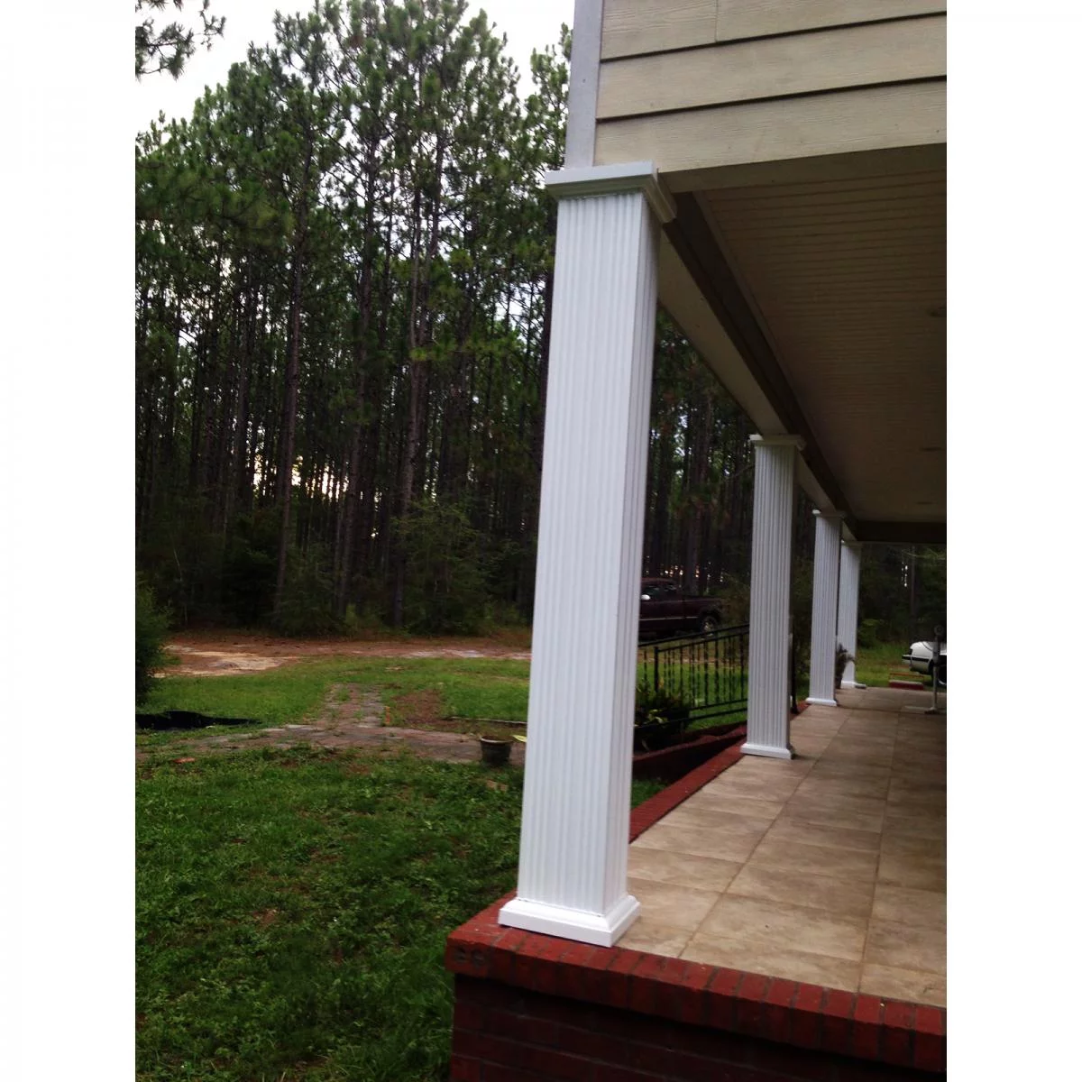 3" x 8' Endura-Aluminum Column, Square Shaft (Load-Bearing 8,000 lbs), Non-Tapered, Fluted, Textured White Finish