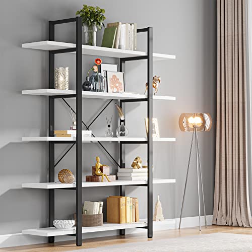 Tribesigns 5-Tier Bookshelf, Vintage Industrial Style Bookcase 72 H x 12 W x 47L Inches, Black