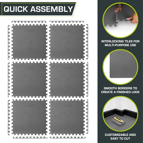 ProsourceFit Extra Thick Puzzle Exercise Mat , EVA Foam Interlocking Tiles for Protective, Cushioned Workout Flooring for Home and Gym Equipment