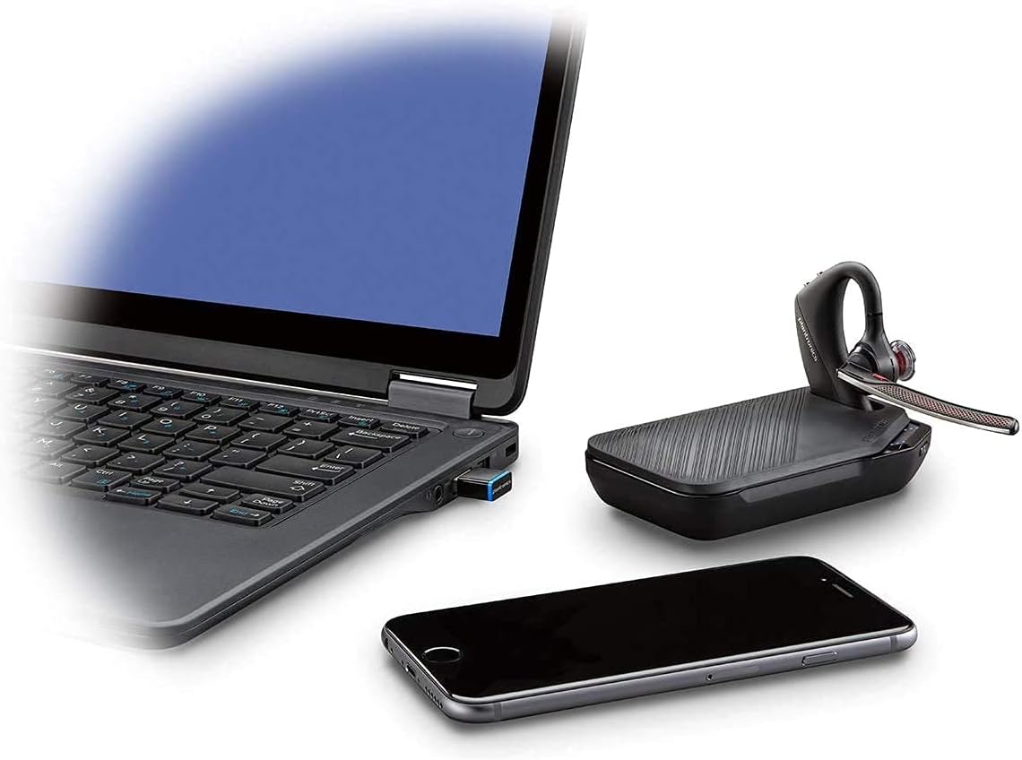 Plantronics - Voyager 5200 UC (Poly) - Bluetooth Single-Ear (Monaural) Headset - Compatible to connect to your PC and/or Mac - Works with Teams