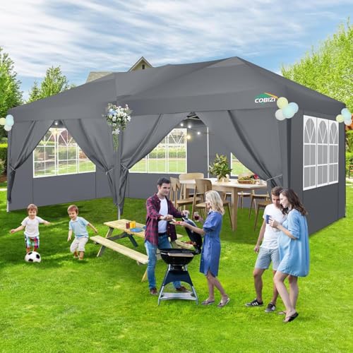 COBIZI 10x10 Pop up Canopy Tent Protable Canopy Tent with 4 Sidewalls Waterproof Commercial Instant Shelter for Parties, Wedding