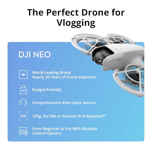 DJI Neo, Mini Drone with 4K UHD Camera for Adults, 135g Self Flying Drone that Follows You, Palm Takeoff, Subject Tracking, QuickShots