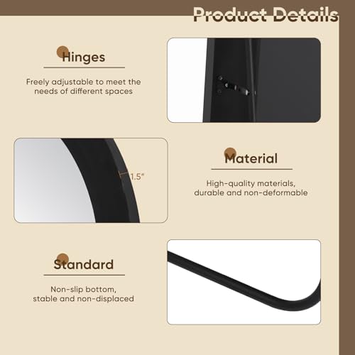 Full Length Mirror, 71"×32" Wooden Mirror Full Length with Stand Wood Floor Mirror, Oversized Stand Up Mirrors Large Wall Mirrors