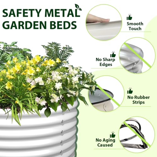 A ANLEOLIFE 8X4X1.5 ft Galvanized Raised Garden Beds Outdoor, Oval Large Metal Planter Box for Planting Vegetables Flowers Herb