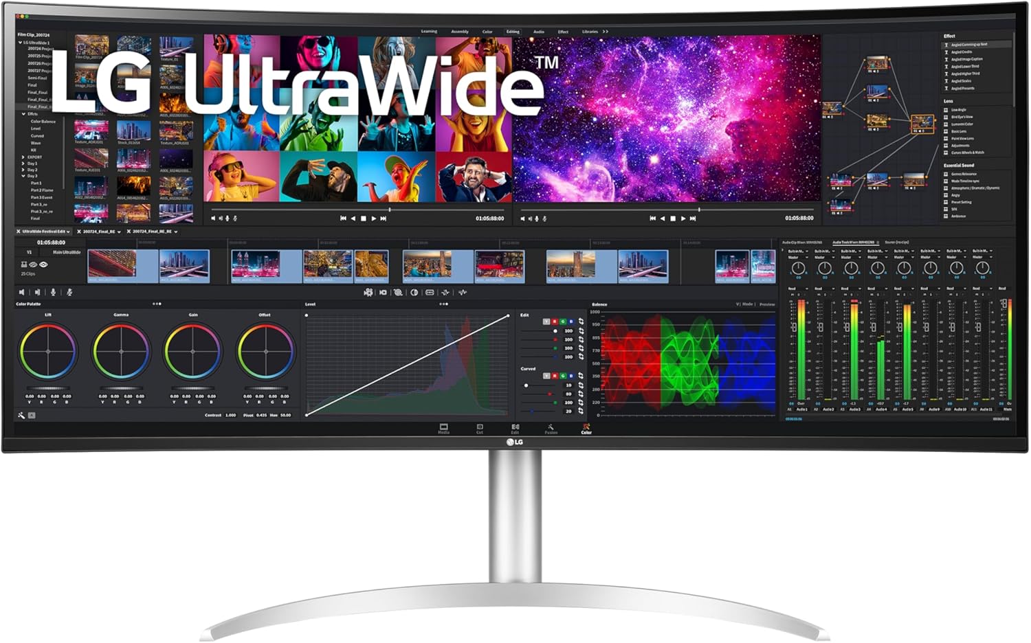 LG 40WP95C-W 40” UltraWide Curved WUHD (5120 x 2160) 5K2K Nano IPS Display, DCI-P3 98% (Typ.) with HDR10, Thunderbolt 4 with 96W PD