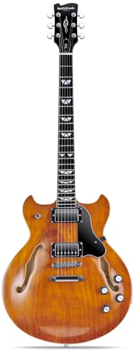 WestCreek 333 Electric Guitar with 6 String, Semi Hollow Body Jazz Electric Guitar, Humbucker Pickups, Rosewood Fretboard, Rounded End Jumbo Frets