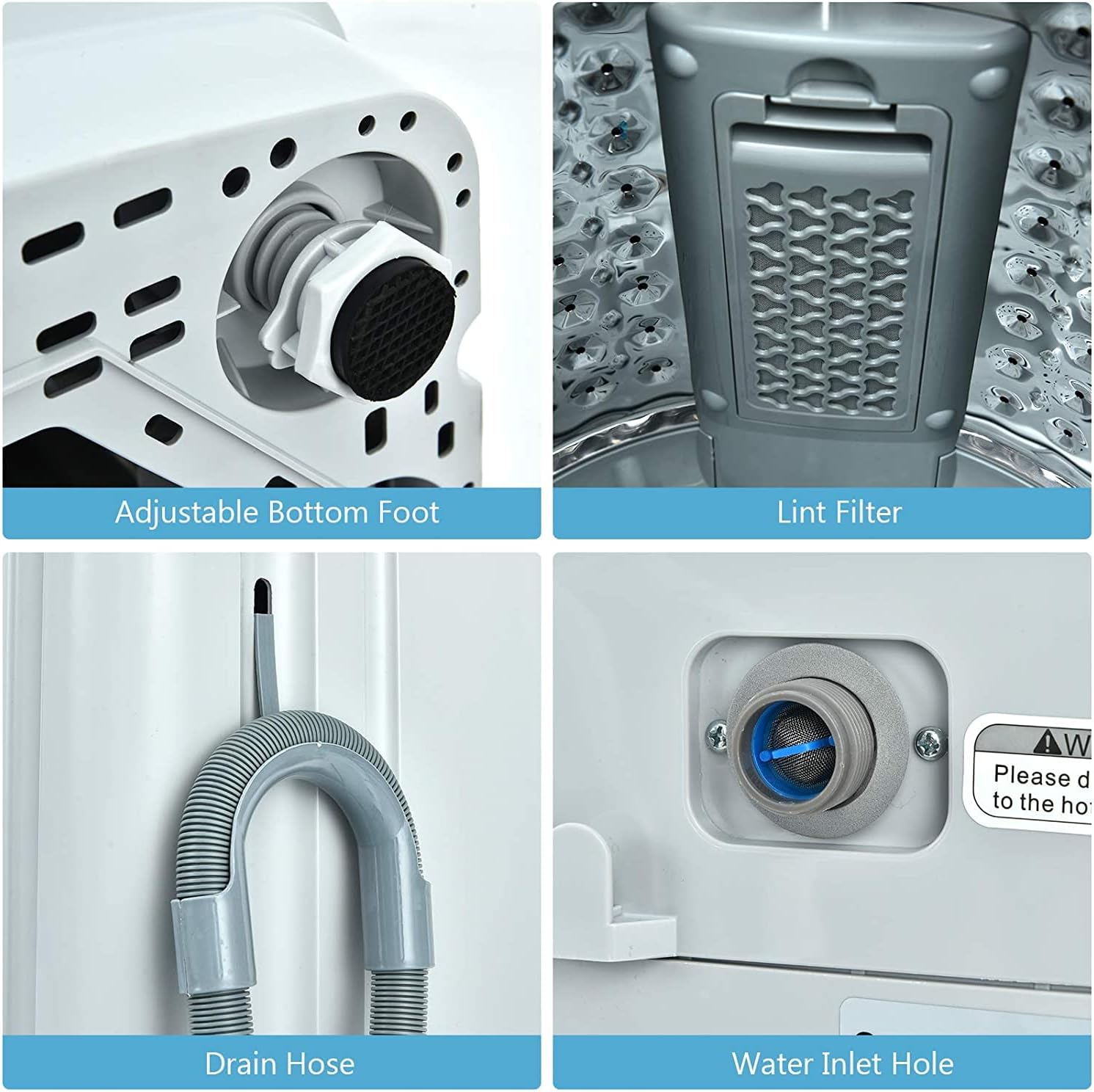 FUTADA Full Automatic Washing Machine, 2 in 1 Portable Laundry Washer, 8.8 Lbs Washer & Dryer Combo w/Built-in Barrel Light, LED Display