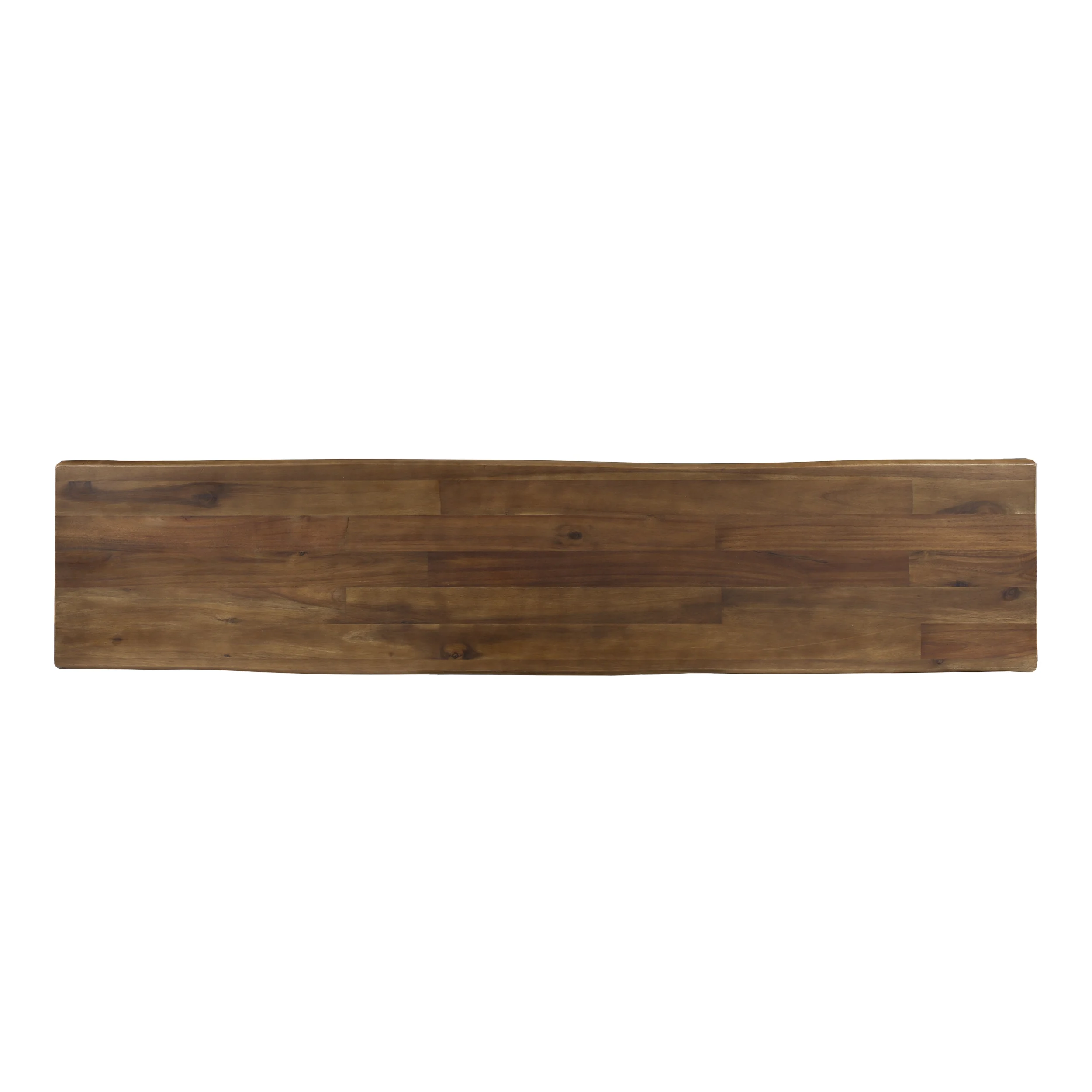 Cassie Outdoor Acacia Wood Dining Bench with Iron Legs, Dark Oak and White Rustic Metal