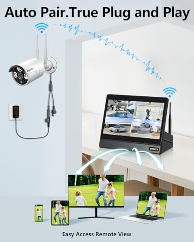 Dual Antennas for Wi-Fi Enhanced AI Human Detected 2K 3.0MP Wireless Security Camera System, Surveillance DVR Kits with 2TB Hard Drive