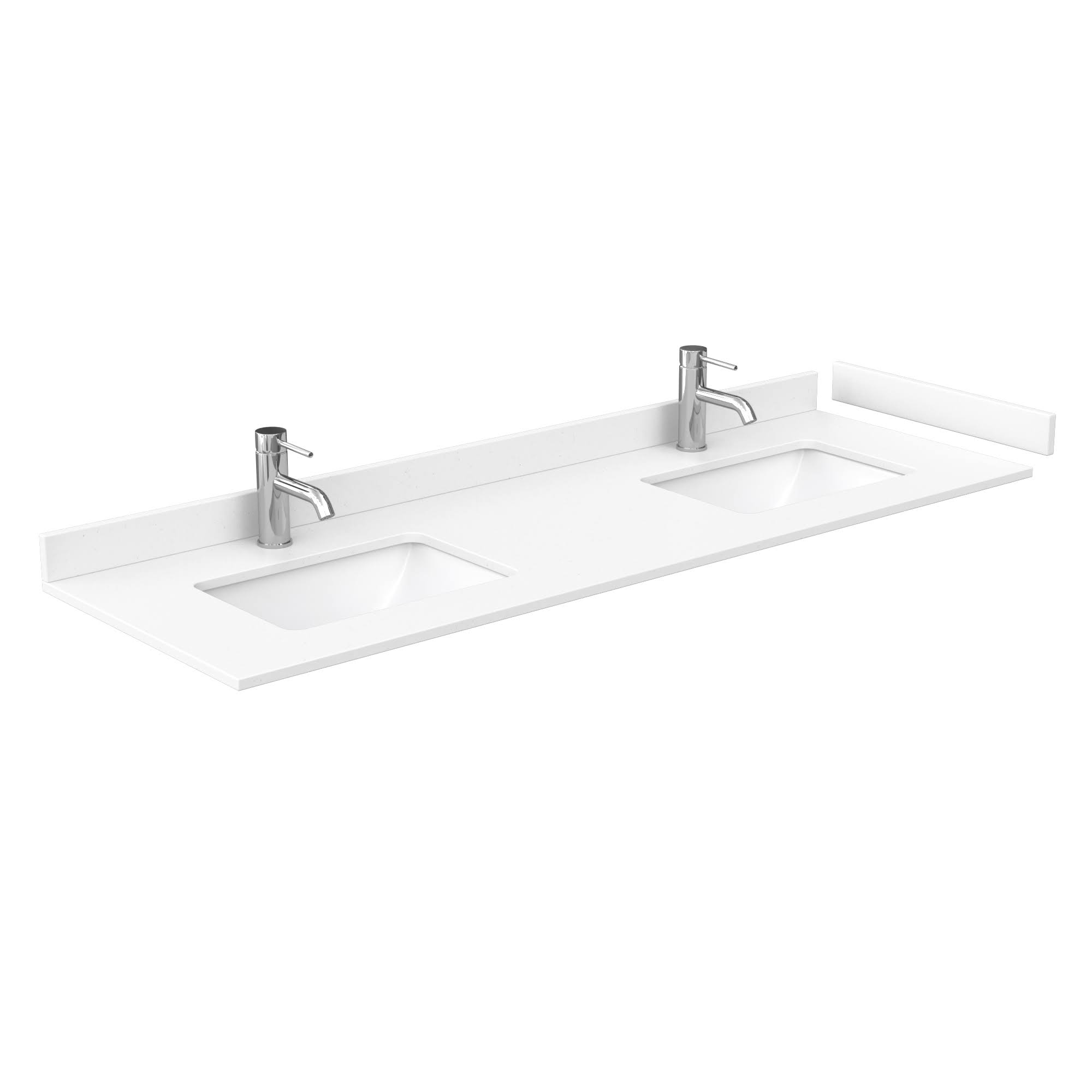 Wyndham Collection Wcfvca166dtopuns 66 inch x 22 inch Double Countertop - White Cultured Marble