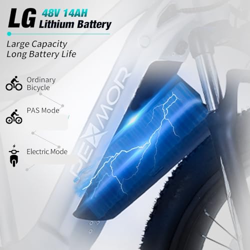 PEXMOR Electric Bike for Adults, 750W (Peak 1000W) BAFANG Motor 32MPH | 48V 14AH Removable LG Battery Mountain Ebike