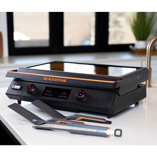 Blackstone 22-Inch Electric Griddle - 1200W Non Stick Ceramic Titanium Coated Stainless Steel Tabletop Griddle with EZ-Touch Control Dial