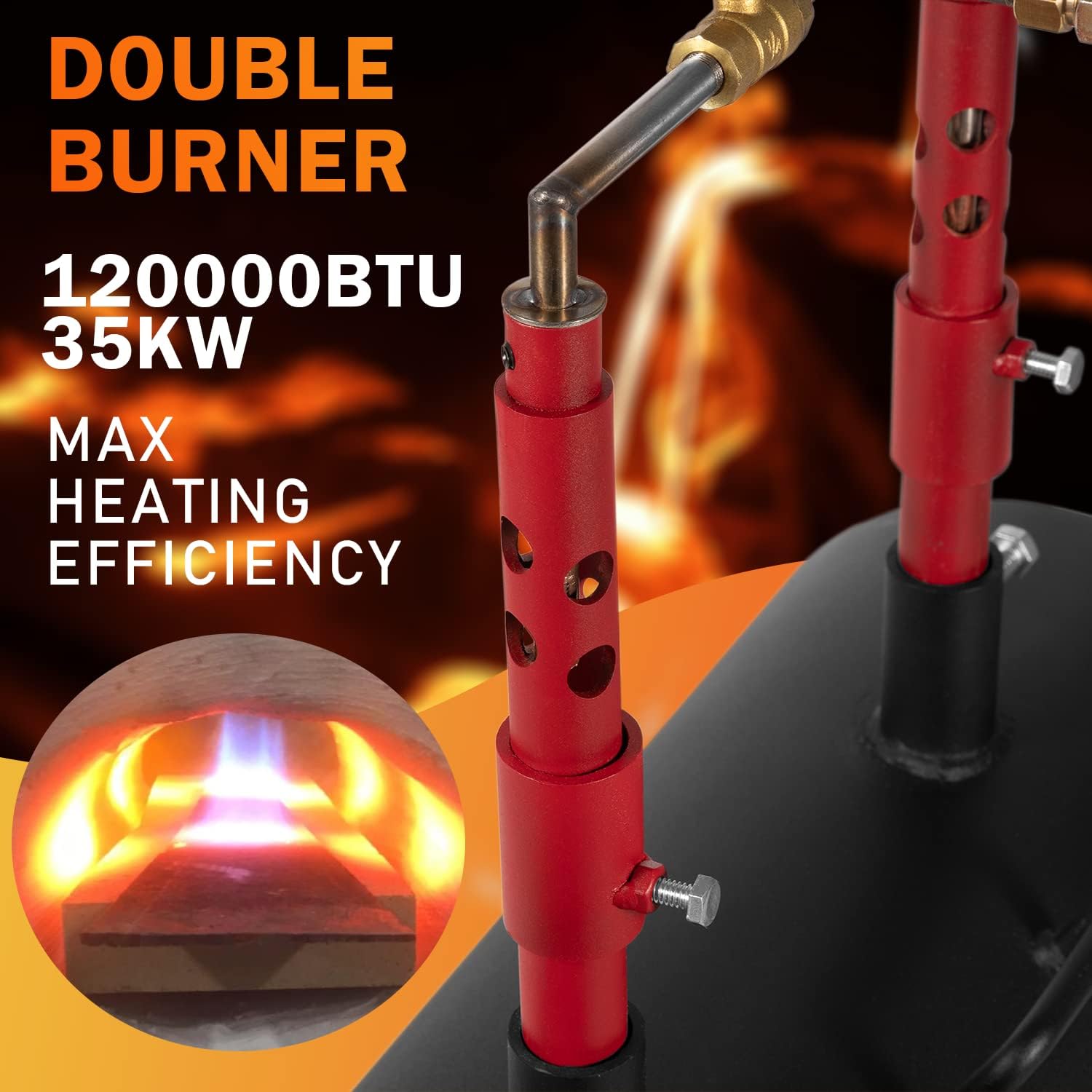 Double Burner Portable Propane Forge Large Capacity (19" x 6.75 x 3.5") Up to 2600&deg;F/1426&deg