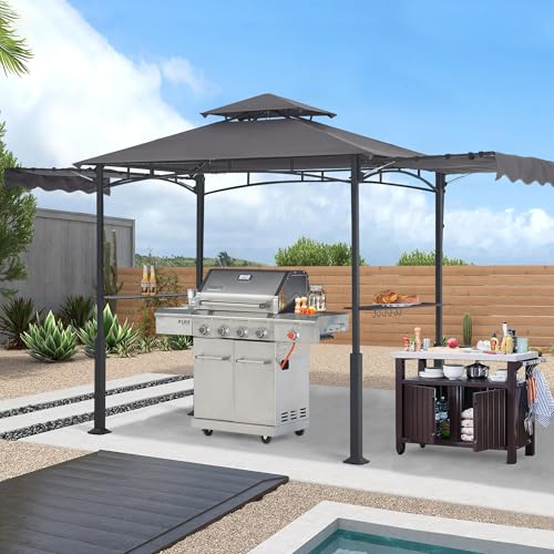 ABCCANOPY 8x5 Grill Gazebo - Outdoor BBQ Canopy Shelter with Led Light for Patio Backyard Grilling (Dark Gray)