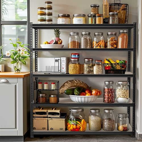 WORKPRO 5-Tier Metal Shelving Unit, 48”W x 24”D x 72”H, Heavy Duty Adjustable Storage Rack, 4000 lbs Load Capacity (Total), for Garage, Basement