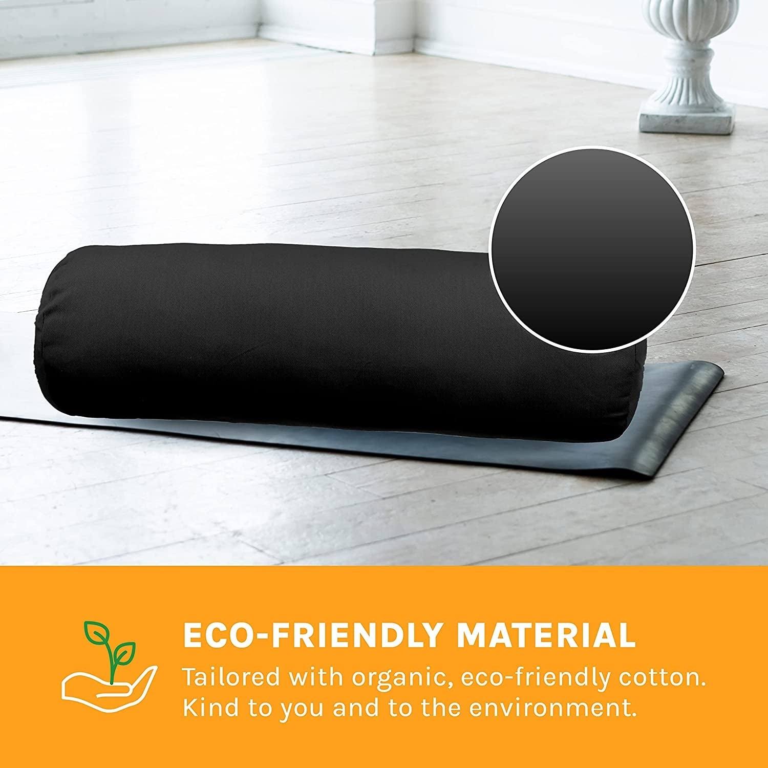 Sol Living Cylindrical Cotton Yoga Bolster - Blue