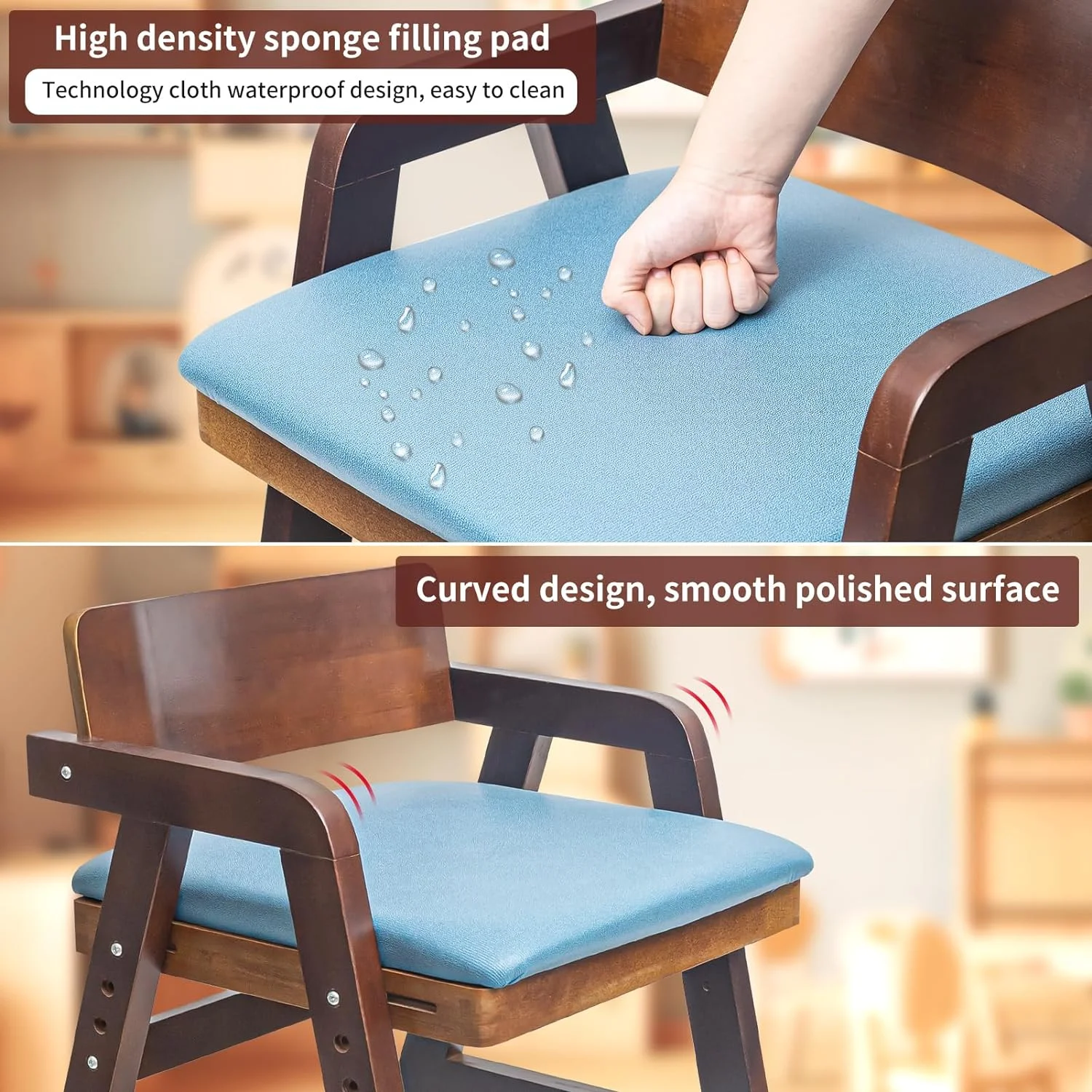 Wooden High Chair for Toddlers, Adjustable Toddler High Chair, 8 Levels Adjustable High Chair for Toddlers