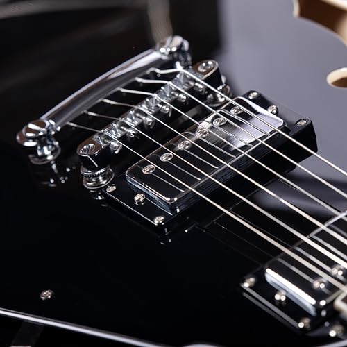 Redid Semi-Hollow Body Electric Guitar RD-100 Jazz Guitar with F-Hole,Maple neck,humbucker Pickups(Brown)