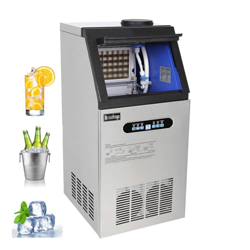 Commercial Ice Maker Machine,110lbs/24H ice Machine with 24lbs Ice Storage Capacity,Freestanding,Recessed,Built-in Ice Maker,LED Digital Display