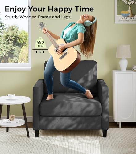 Sofa Accent Chair, 33" Reading Chair for Bedroom, Tool-Free Setup Living Room Accent Chairs, Comfy Arm Chairs Living Room, All-Wood Reading Nook