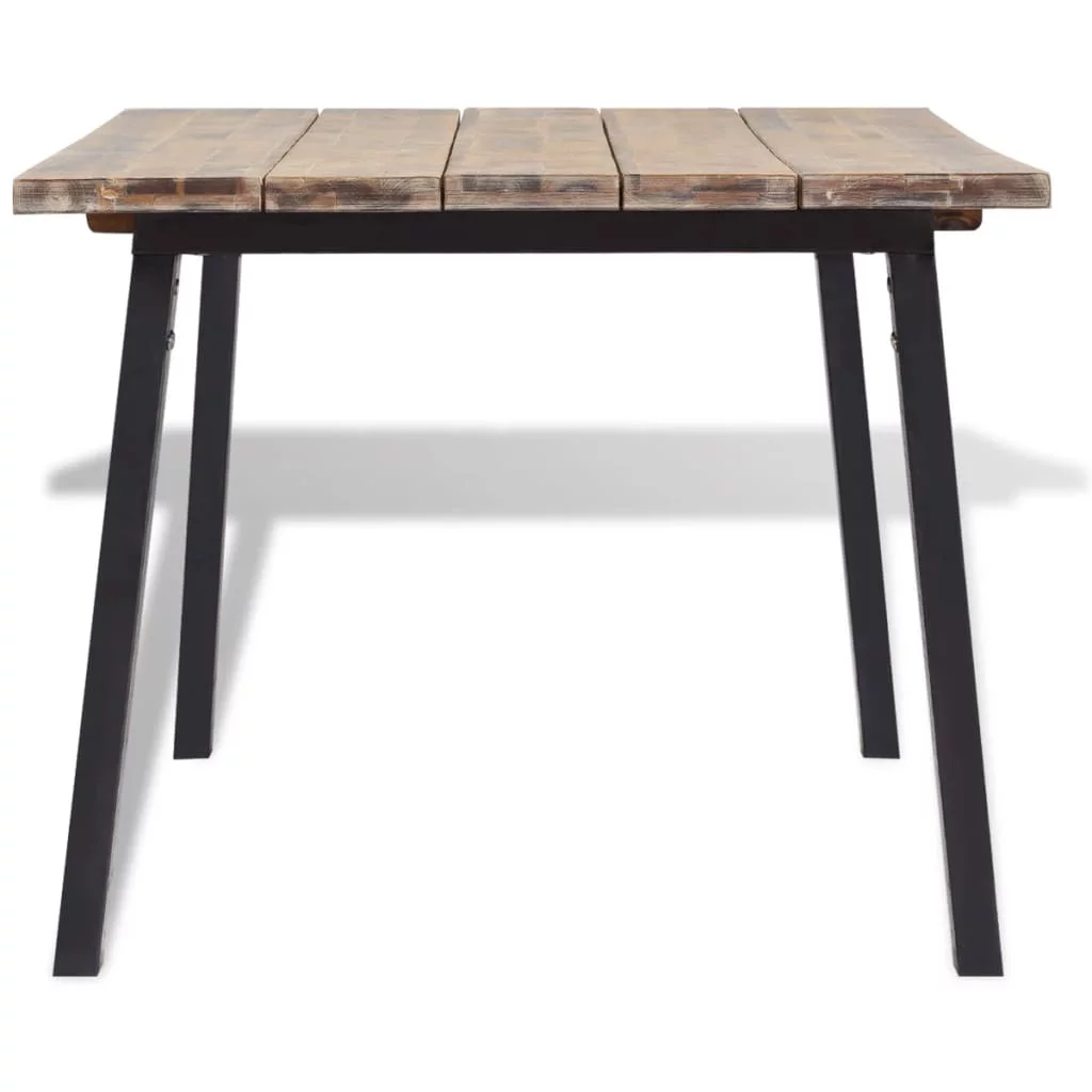 Dcenta Rustic Dining Table Brushed Acacia Wood Top Table with Powder-Coated Metal Legs Industrial Style for Kitchen Dining Room Indoor Outdoor Use