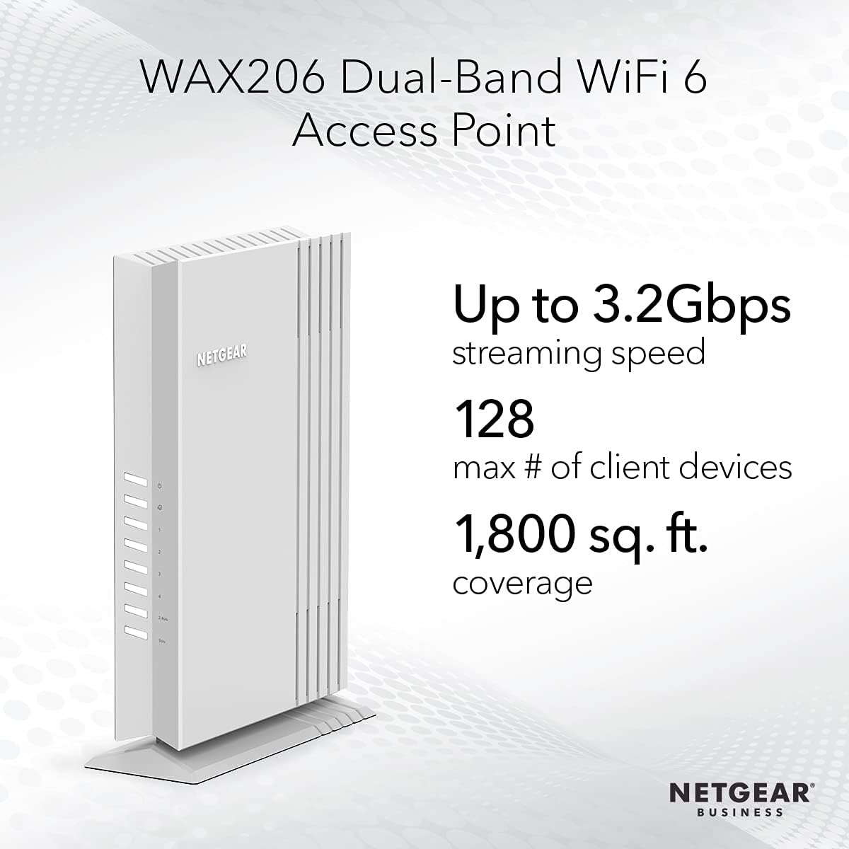 NETGEAR Wireless Desktop Access Point (WAX206)- WiFi 6 Dual-Band AX3200 Speed, 4x1G Ethernet Ports, 1x2.5G WAN, Up to 128 Devices, WPA3 Security