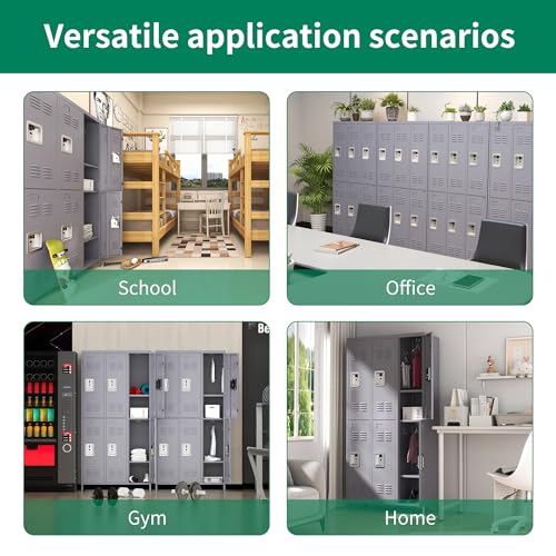 Metal Locker 3 Doors Storage Lockers for Employee,72" Tall Locker with Shelves and Hooks Steel Sports Locker for Office School Office Gym Home Garage
