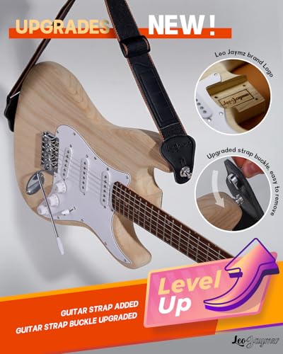 Leo Jaymz DIY Single Cut Electric Guitar Kits with Mahogany Body and Neck - Rosewood Fingerboard and All Components Included (LP Hollow)