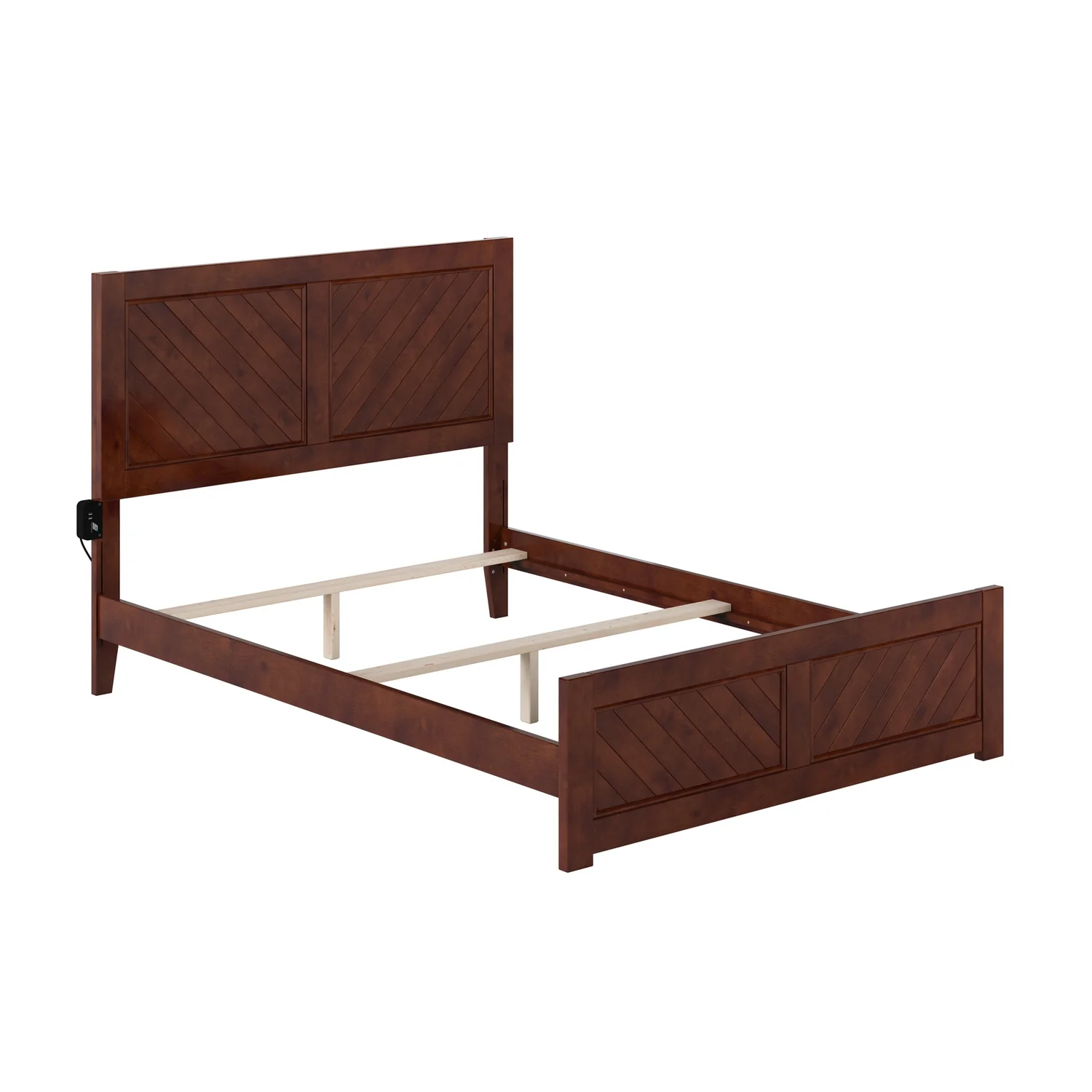 AFI Canyon Walnut Solid Wood Foundation Bed Frame with Matching Footboard, Full