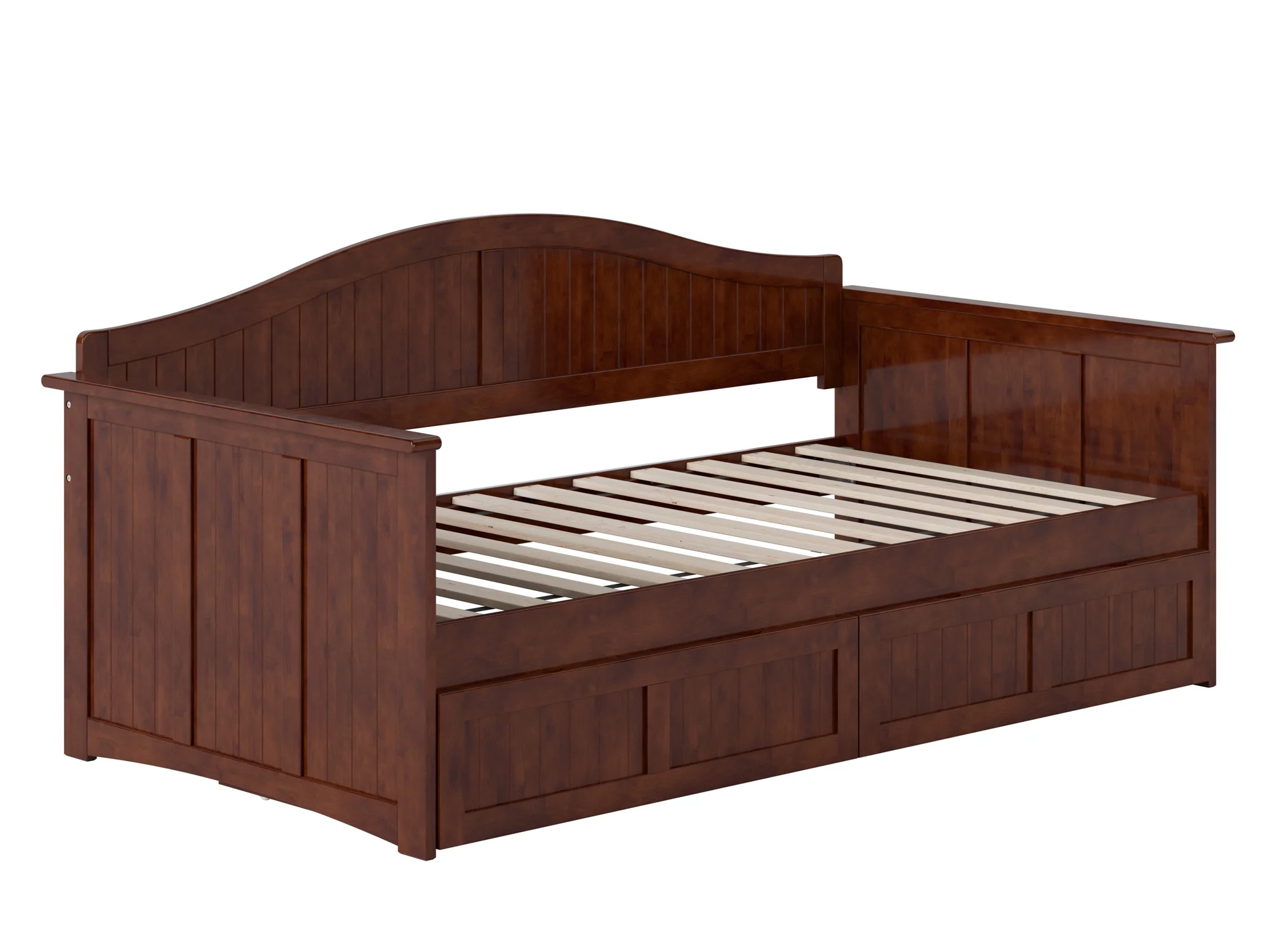 AFI Nantucket Wood Twin Size Daybed Frame with 2 Storage Drawers Walnut