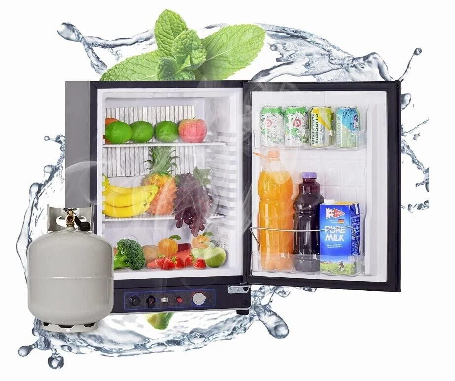 SMAD 1.4 Cu ft 3 Way Propane Gas Fridge Mini Outdoor Compact Camper RV Refrigerator Storage Reversible Door