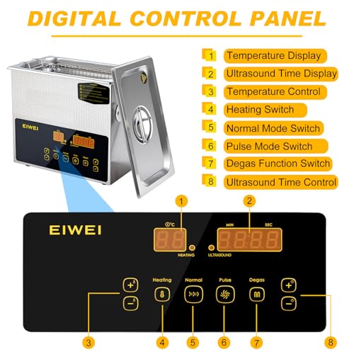 3L Ultrasonic Cleaner Dual-Frequency Professional Digital Stainless Steel Cleaning Machine with Heater Timer for Carburetor, Parts, Circuit Board